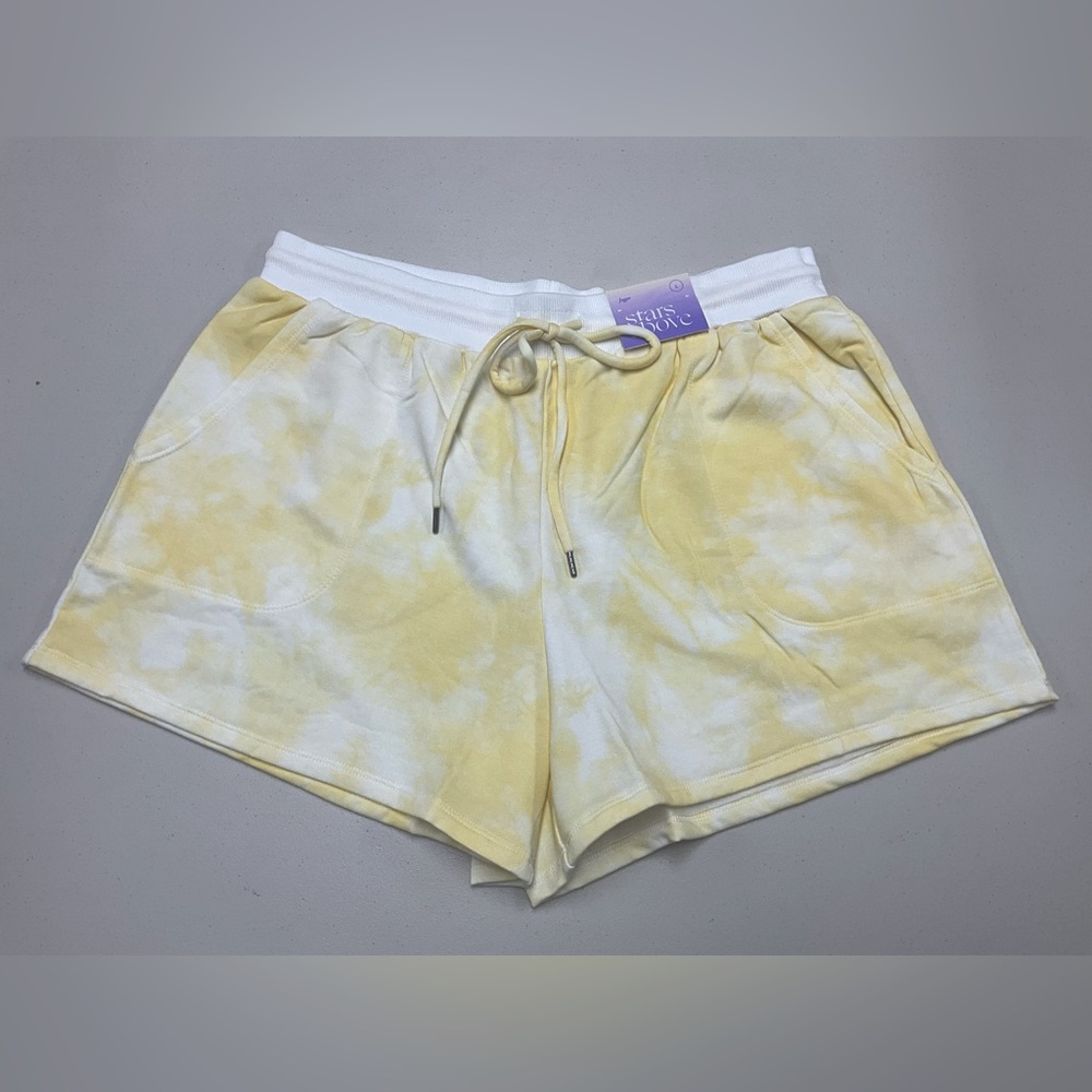 Stars Above Fleece Shorts Large Yellow High Waisted NWT